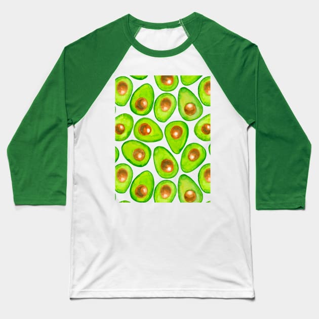 Avocado slices watercolor Baseball T-Shirt by katerinamk